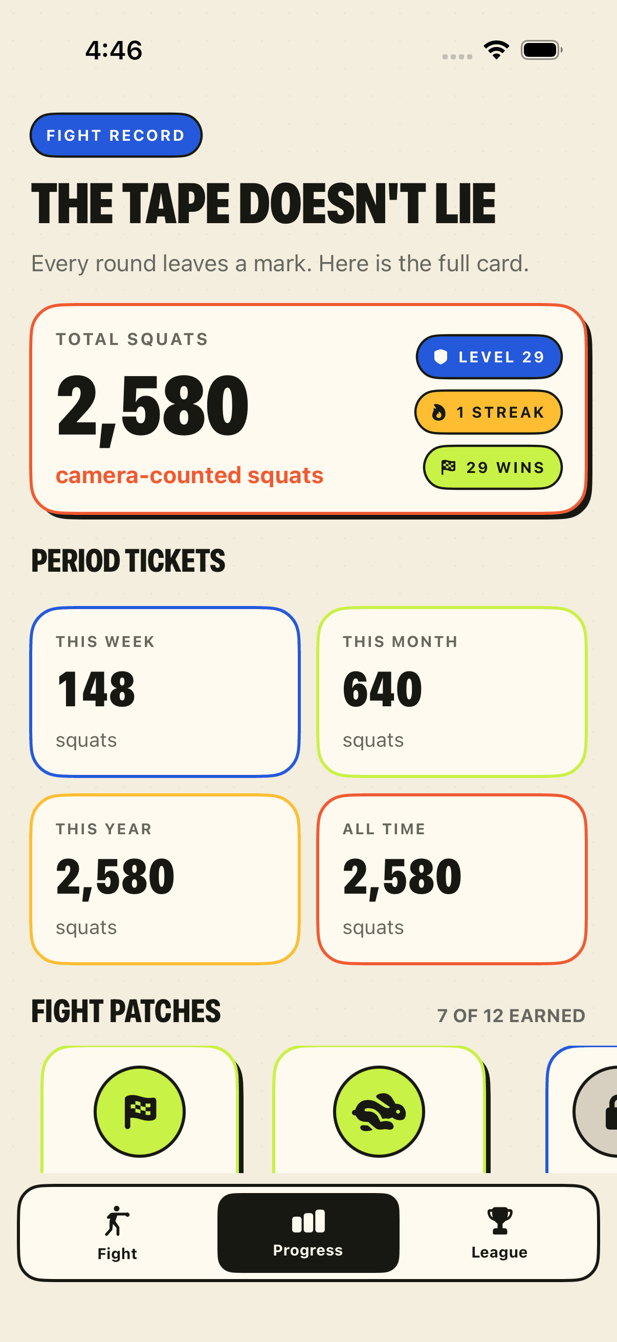 Build your record. Meet the next rival. shown in the SquatQuest app